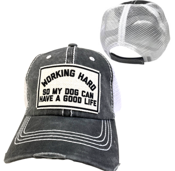 WORKING HARD FOR MY DOG | UNISEX HAT | DISTRESSED - Dog.Dog.Cat.