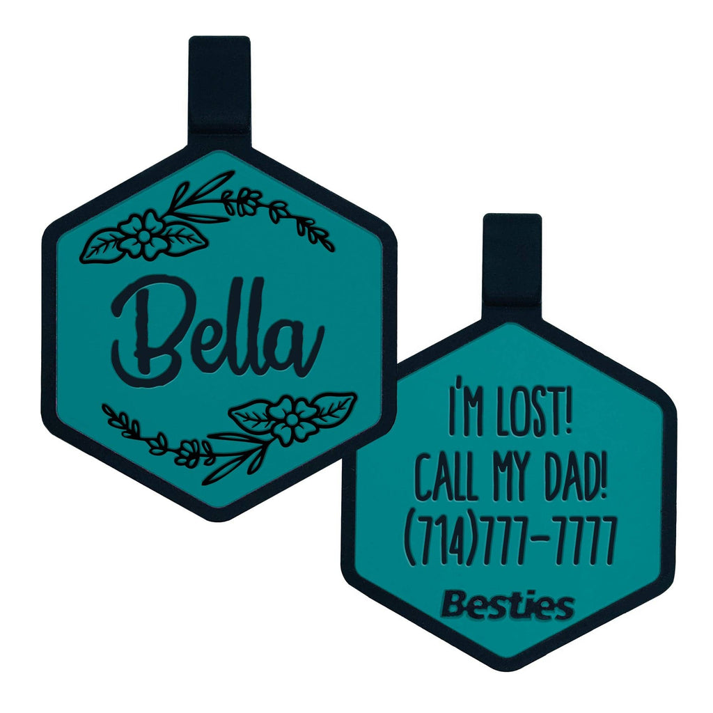 Besties Pets - Blossom Silicone Dog ID Tag - Dog.Dog.Cat.