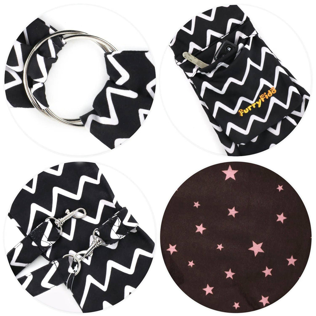 Furry Fido Pet Supplies - Furry Fido Chevron Black Adjustable Pocket Pet Sling - Dog.Dog.Cat.