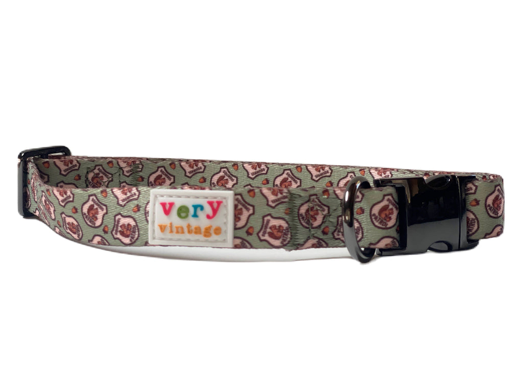 Very Vintage Designs - Squirrel Patrol - Green Squirrel Recycled Collar & Leash - Dog.Dog.Cat.