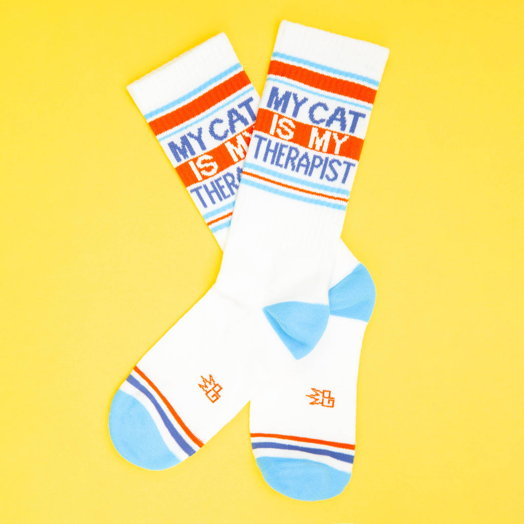 Gumball Poodle - My Cat Is My Therapist Gym Crew Socks - Dog.Dog.Cat.