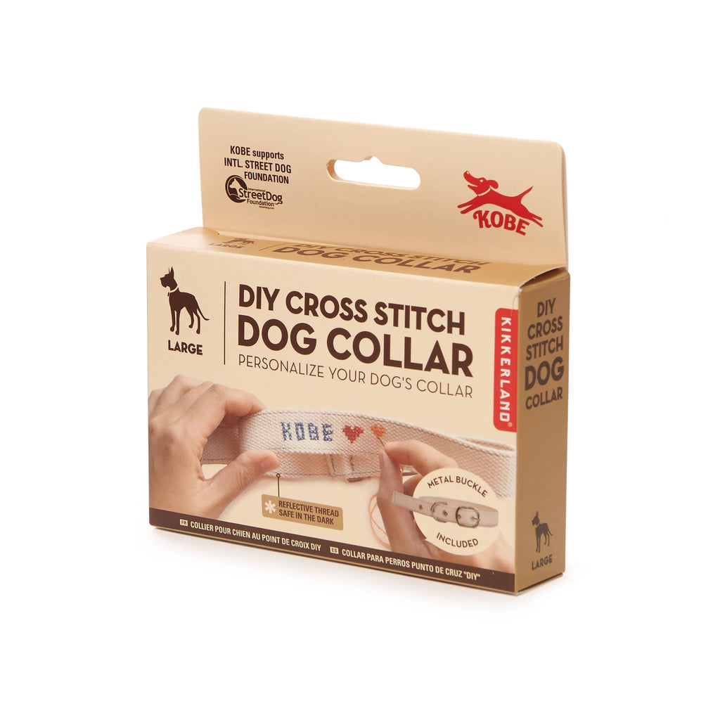 Kikkerland Design Inc - DIY Cross Stitch Dog Collar - Large - Dog.Dog.Cat.