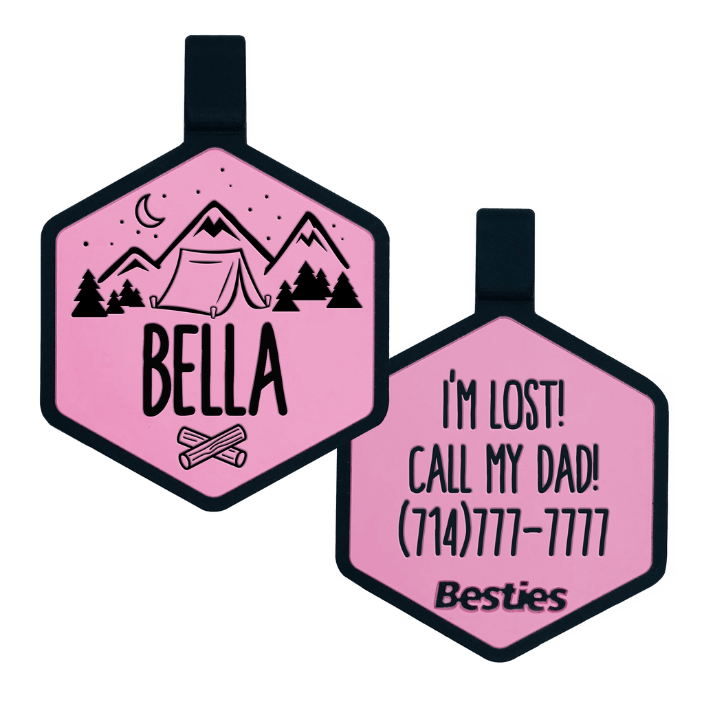 Besties Pets - Happy Camper Silicone Dog ID Tag - Dog.Dog.Cat.
