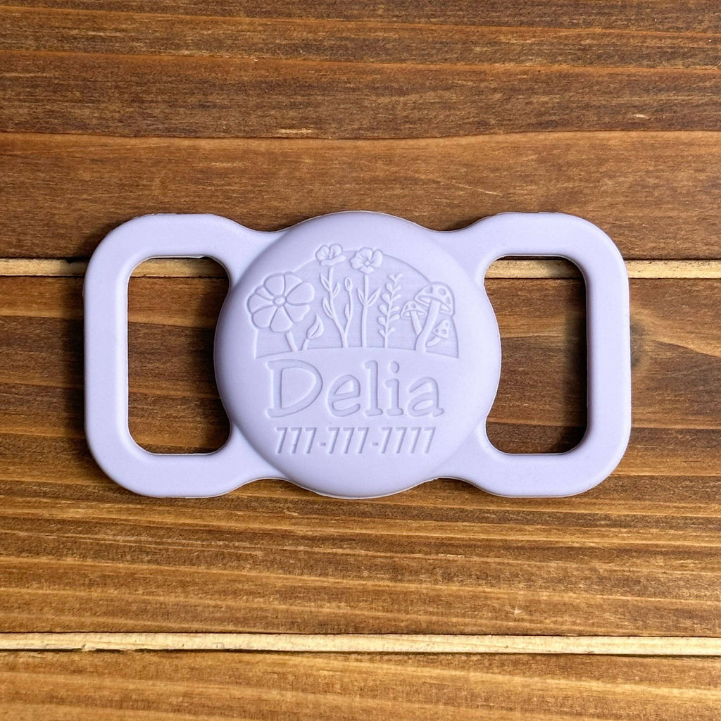 Besties Pets - Superbloom Silicone Pet AirTag Holder - Personalized - Dog.Dog.Cat.