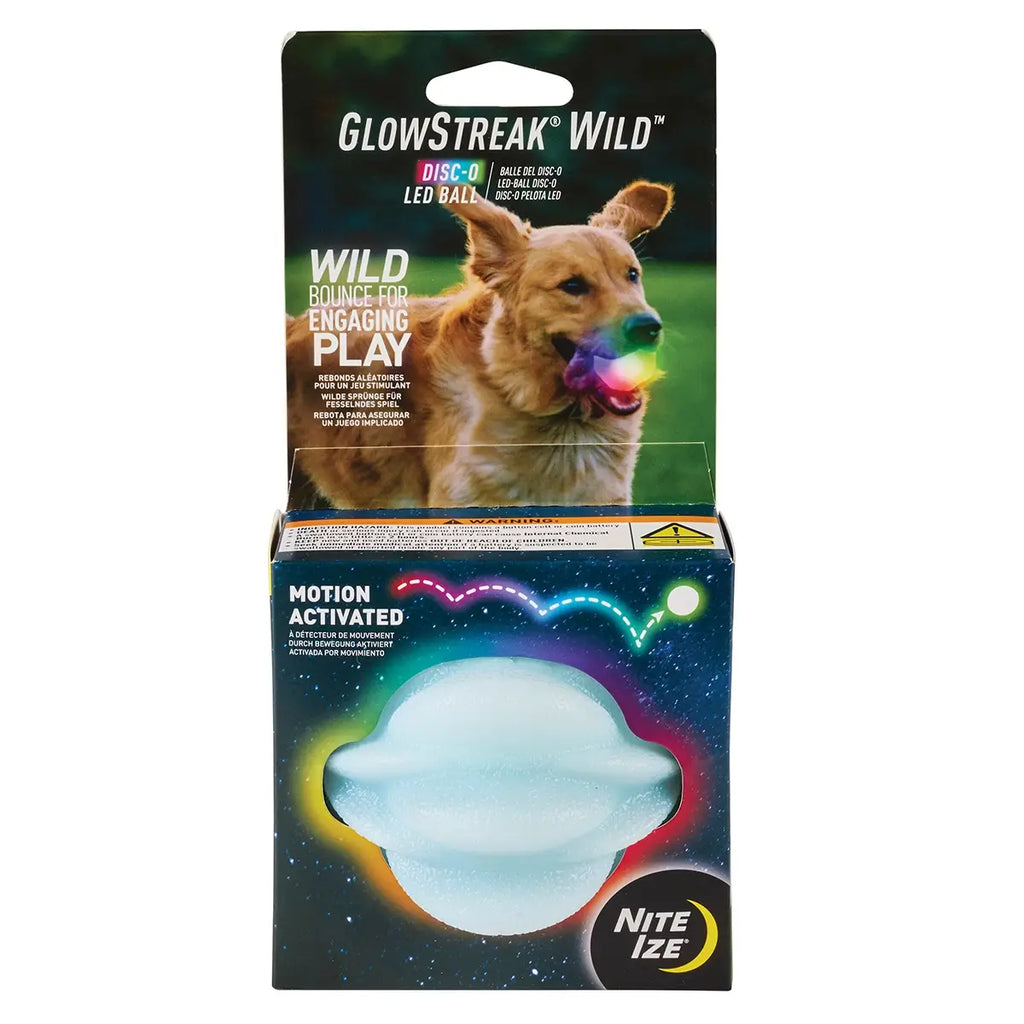 Nite Ize GlowStreak® Wild™ LED Ball - Disc-O - Dog.Dog.Cat.