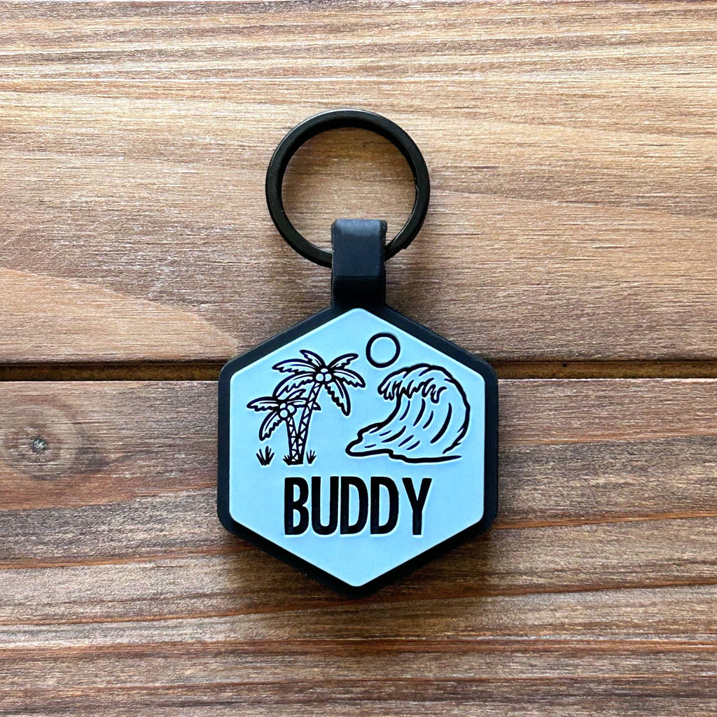 Besties Pets - Life's A Beach Silicone Dog ID Tag - Dog.Dog.Cat.