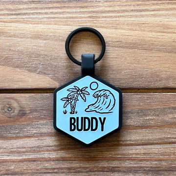 Besties Pets - Life's A Beach Silicone Dog ID Tag - Dog.Dog.Cat.