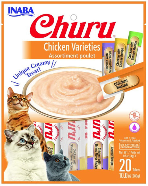 Churu Cat Treat Box  Chicken Variety : 20 tubes x .5 oz ea. tube
