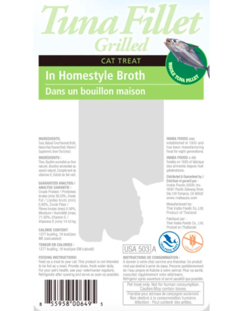 Inaba Fillets Cat Treats Tuna in Homestyle Broth 0.52 oz single - Dog.Dog.Cat.