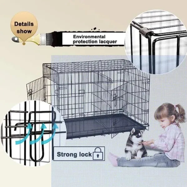 MClovin's Double Door Wire Crate-Black : 24" - Dog.Dog.Cat.