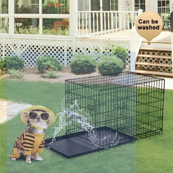 MClovin's Double Door Wire Crate-Black : 24" - Dog.Dog.Cat.