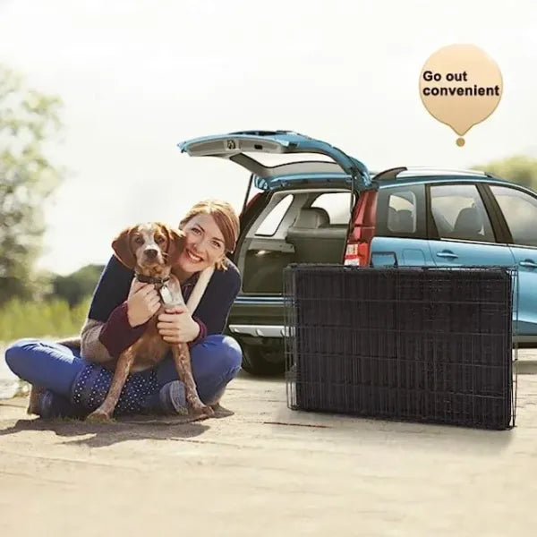 MClovin's Double Door Wire Crate-Black : 24" - Dog.Dog.Cat.