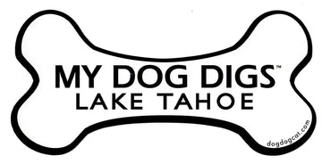 My Dog Digs Lake Tahoe- Black and White Sticker : Bone - Dog.Dog.Cat.