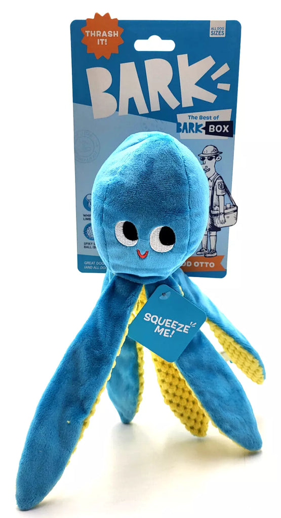 BarkBox Odd Otto Octopus Squeaky Spiky Ball Plush Crinkly Shake Dog Toy 11.5" - Dog.Dog.Cat.
