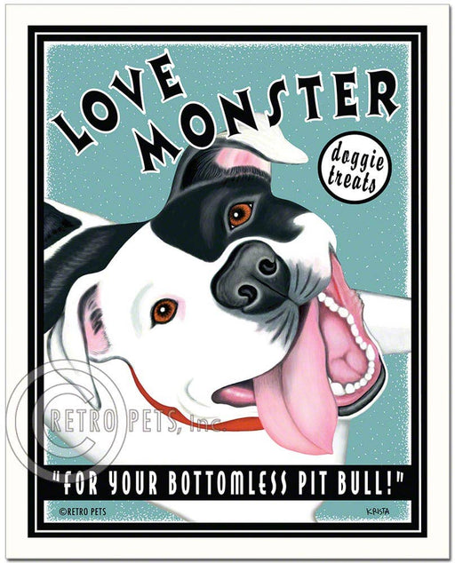T-103  8x10 Print, Pitbull Terrier "Love Monster, B/W"