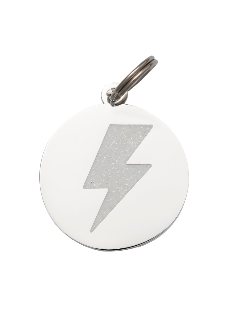 Lightning Bolt Pet ID Tag Silver - Dog.Dog.Cat.