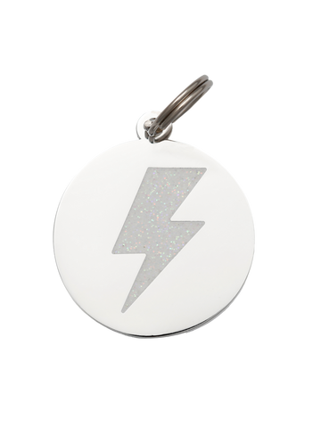 Lightning Bolt Pet ID Tag Silver - Dog.Dog.Cat.