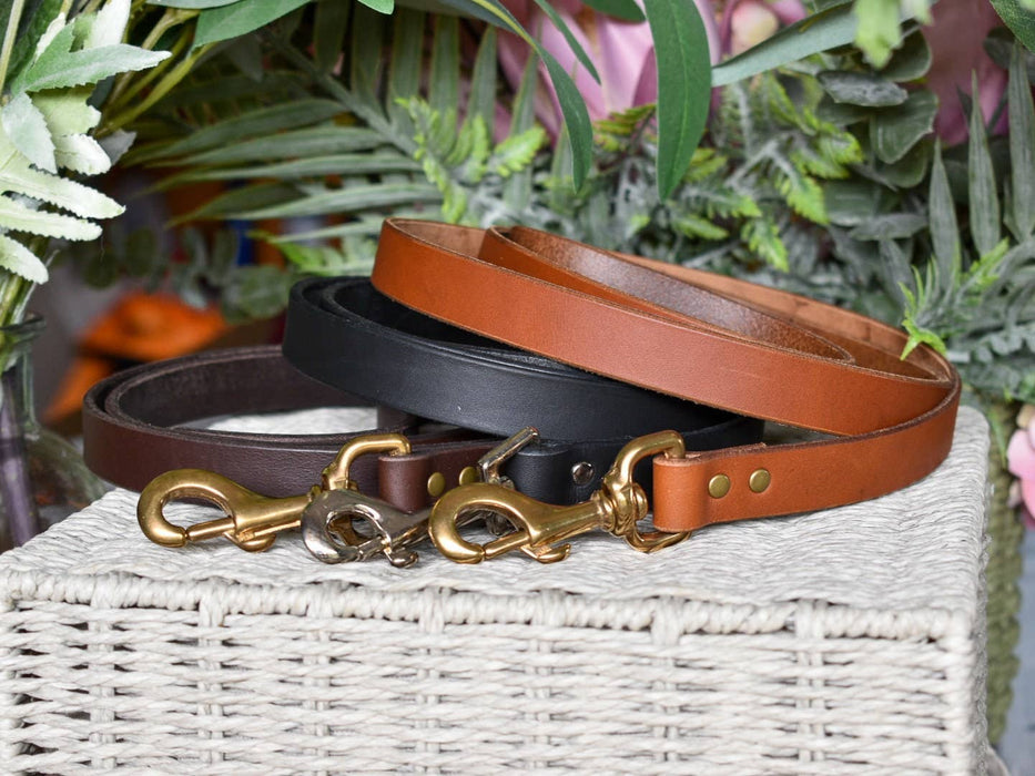 Personalised Leather Dog Leash | Australian Made Leash | Brass Snap Genuine Leather