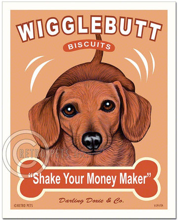 T-109  8x10 Art Print, Dachshund "Wigglebutt Dachshund" - Dog.Dog.Cat.