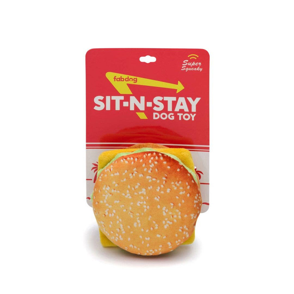 fabdog - Sit N' Stay Cheeseburger Toy - Dog.Dog.Cat.
