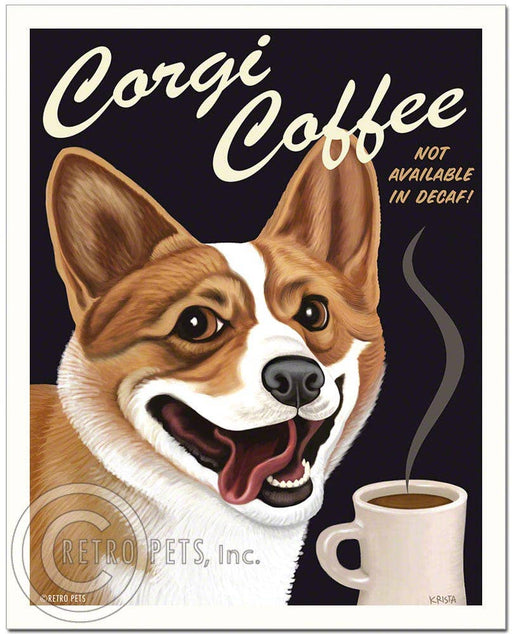 C-113  8x10 Art Print, Corgi "Corgi Coffee"