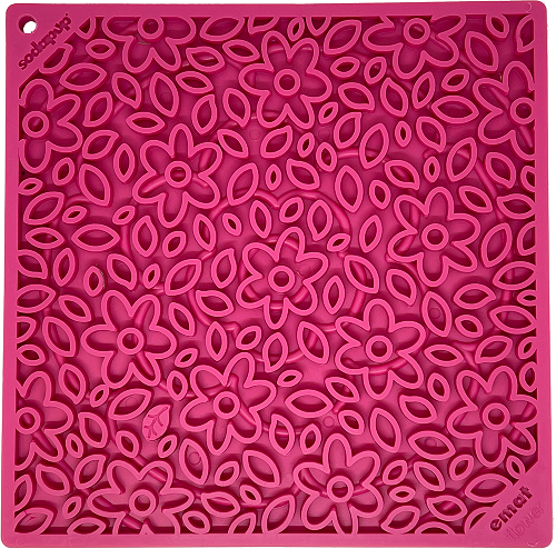 SodaPup - Flower Power Design eMat Enrichment Lick Mat - Pink