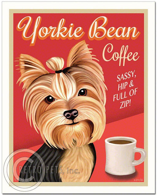 C-115  8x10 Print, Yorkshire Terrier "Yorkie Beans Coffee"