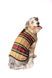 Tan Tartan Dog Blanket Coat
