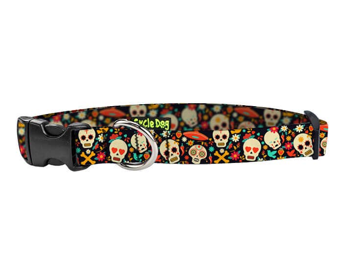 Cycle Dog - Small Ecoweave-Sugar Skulls Dog Collar