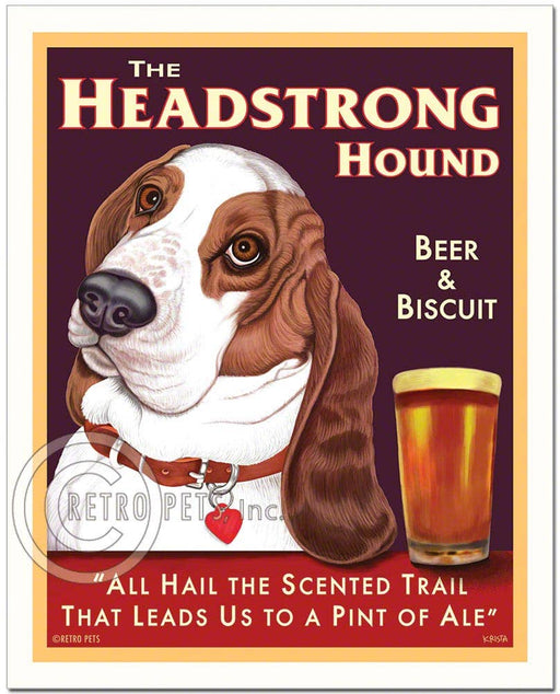 PB-113  8x10 Print, Basset "Headstrong Hound/Solid Back"