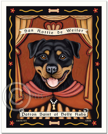 P-117  8x10 Print, "Rottweiler Saint of Belly Rubs" - Dog.Dog.Cat.